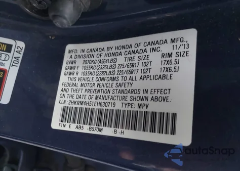 2014 Honda Cr-V Ex z USA, uszkodzony, nr VIN 2HKRM4H51EH630719